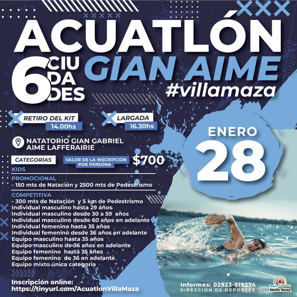 Llega el primer Acuatlón “Gian Aime” en Villa Maza